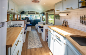 They chose to renovate and live in this old bus with their dog