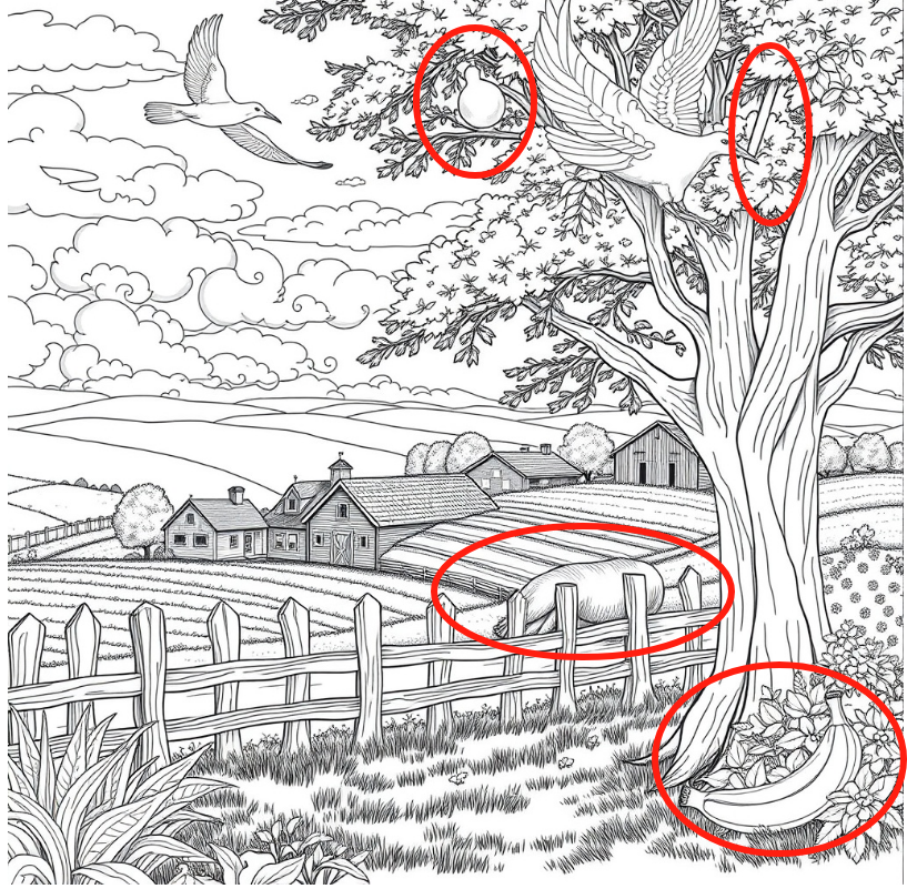 Find the Pear, Pencil, Bear, and Banana.
