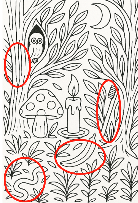 Spot the Banana, Toothbrush, Snake, and Paintbrush Spot the Banana, Toothbrush, Snake, and Paintbrush