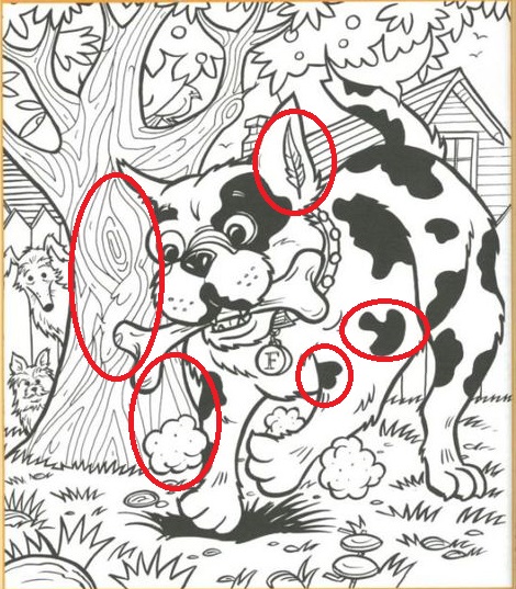 Find the heart, ice-cream cone, squirrel, mushroom, and feather.