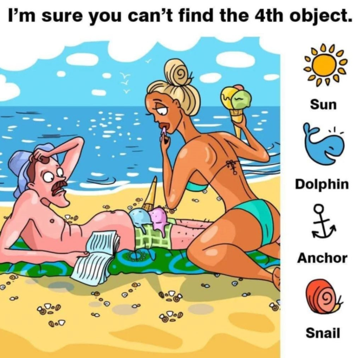 Find Sun, Dolphin, Anchor, Snail. Find Sun, Dolphin, Anchor, Snail.