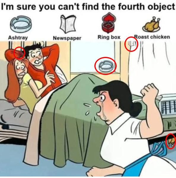 I challenge you to find all 4 objects. I challenge you to find all 4 objects.