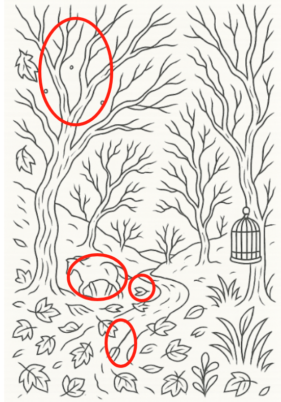 Find A bird. A horse. A heart. And a fork.