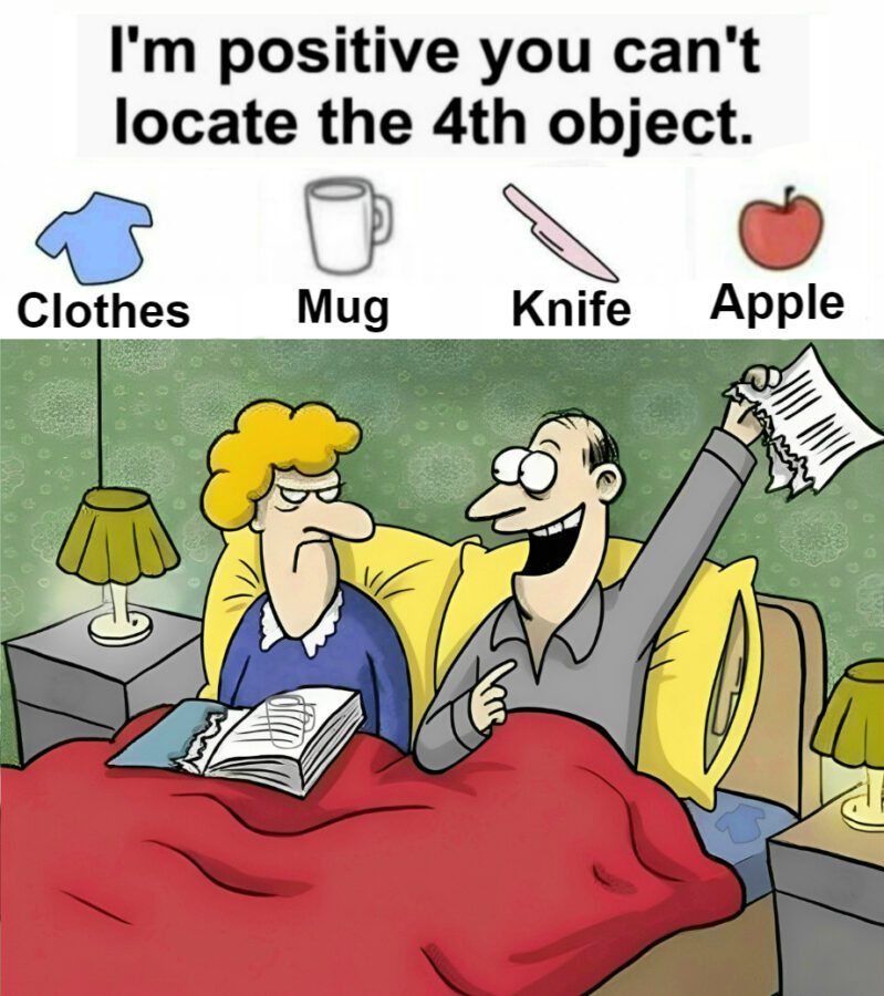 Find Clothes, Mug, Knife, Apple. Find Clothes, Mug, Knife, Apple.