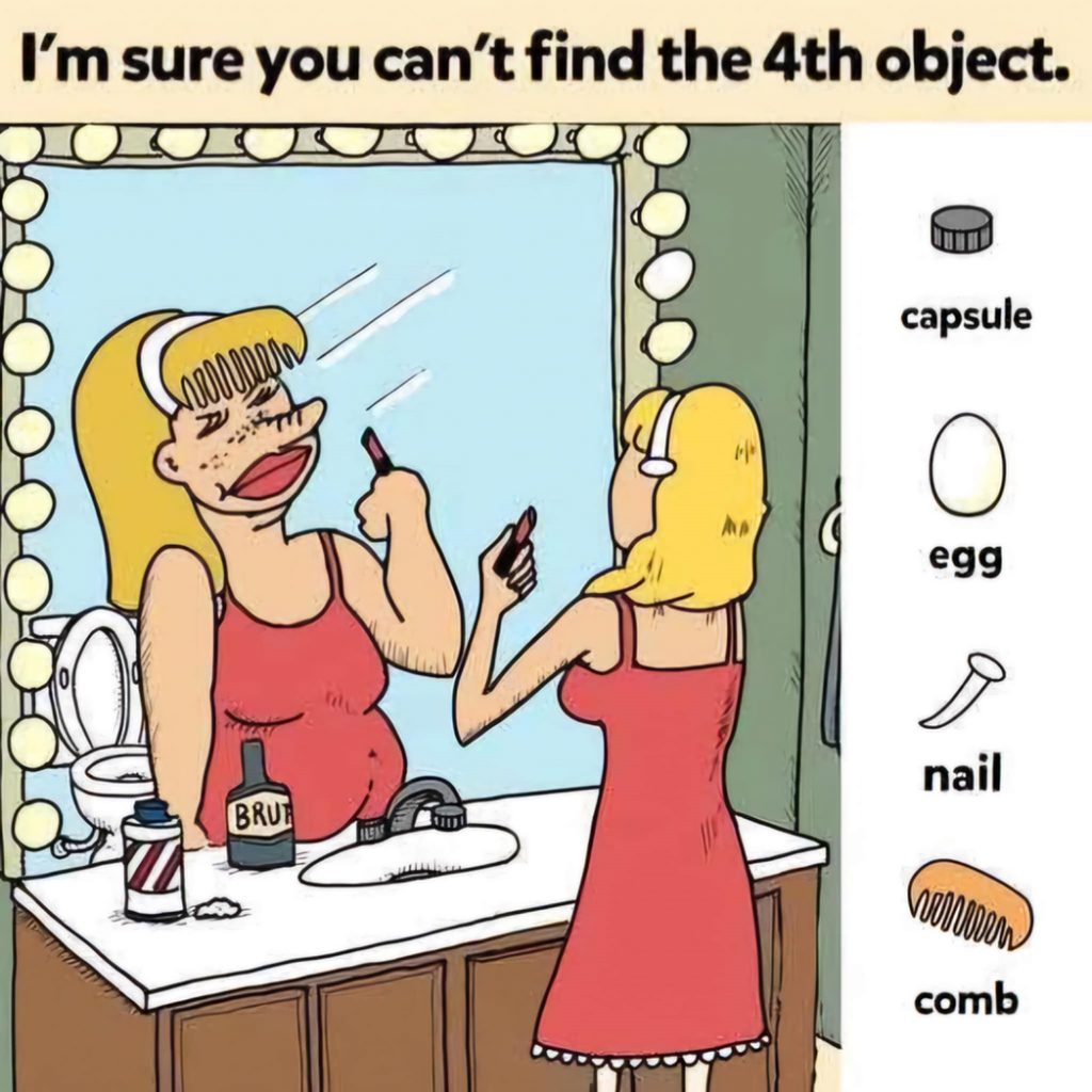 Find Capsule, Egg, Nail, Comb. Find Capsule, Egg, Nail, Comb.