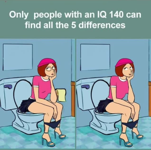 Only people with an IQ 140 can find all 5 differences.