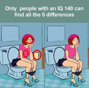 Only people with an IQ 140 can find all 5 differences.