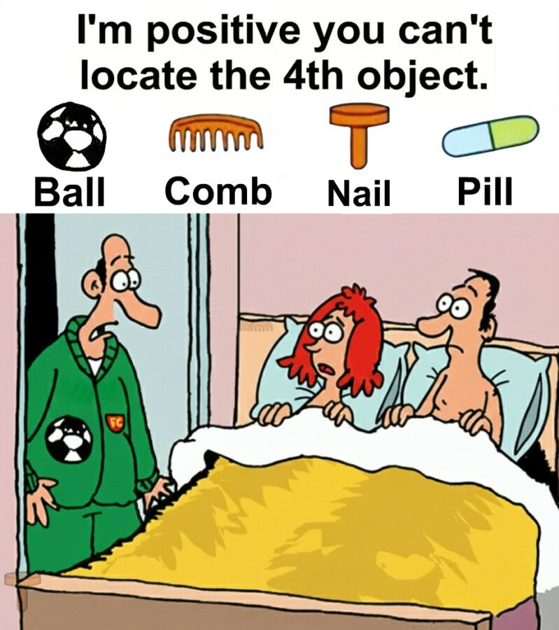Find Ball, Comb, Nail, Pill.