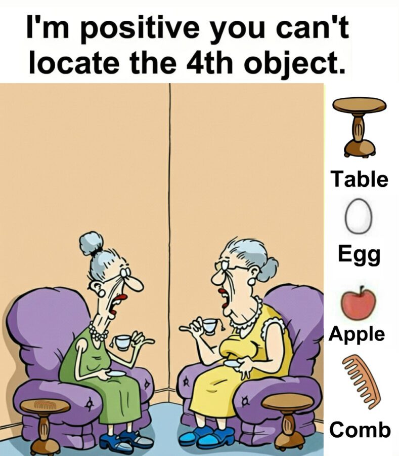 Find Table, Egg, Apple, Comb. Find Table, Egg, Apple, Comb.