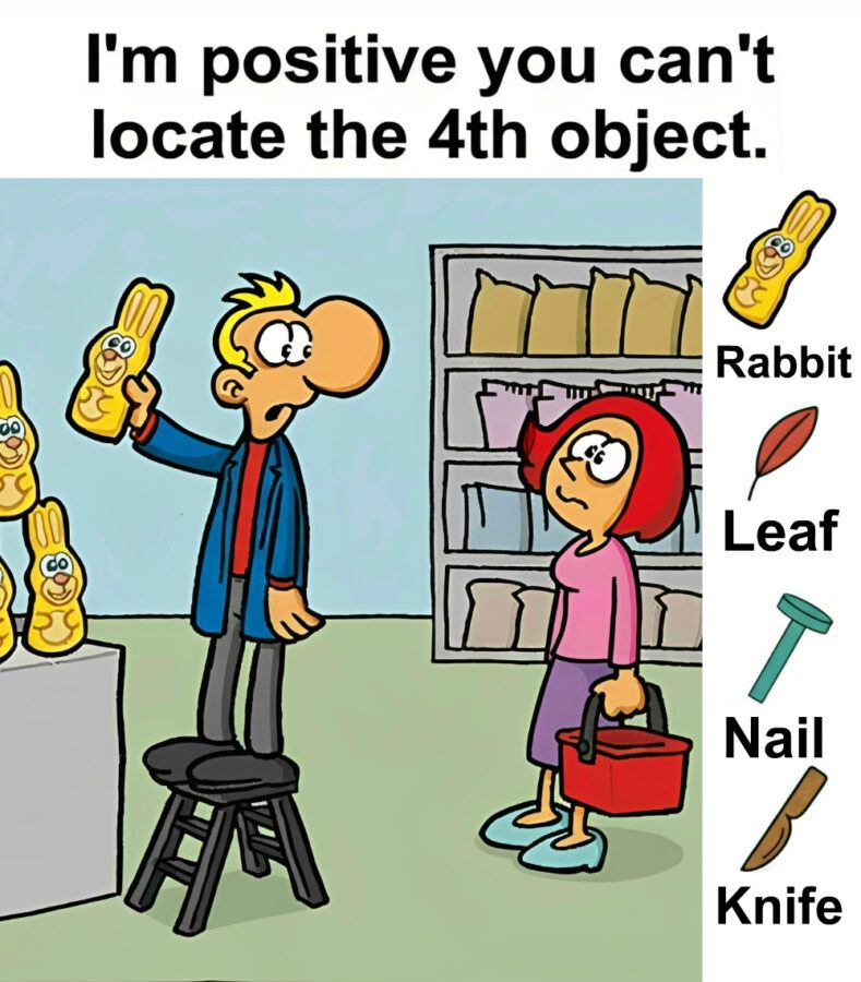 Find Rabbit, Leaf, Nail, Knife. Find Rabbit, Leaf, Nail, Knife.