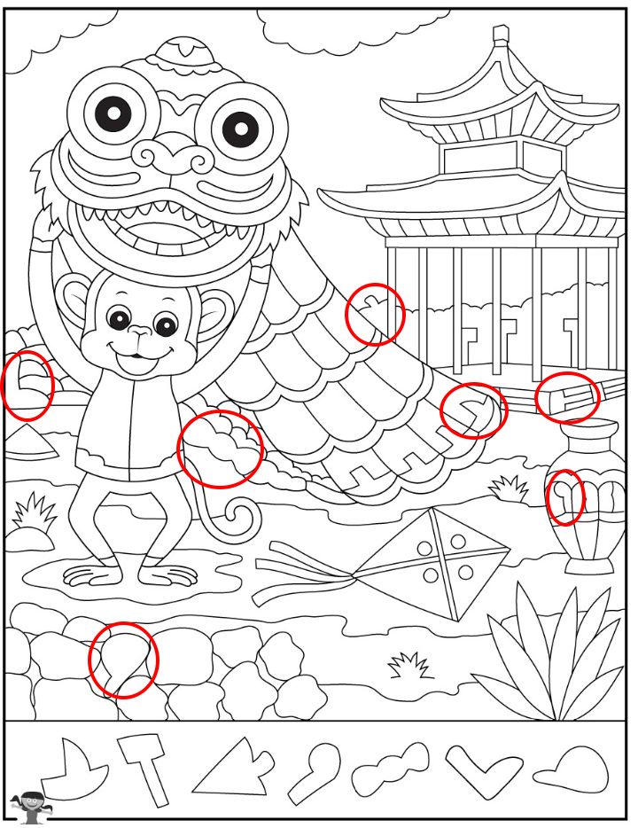 The Joy of Tradition: A Monkey's Lion Dance Illustration