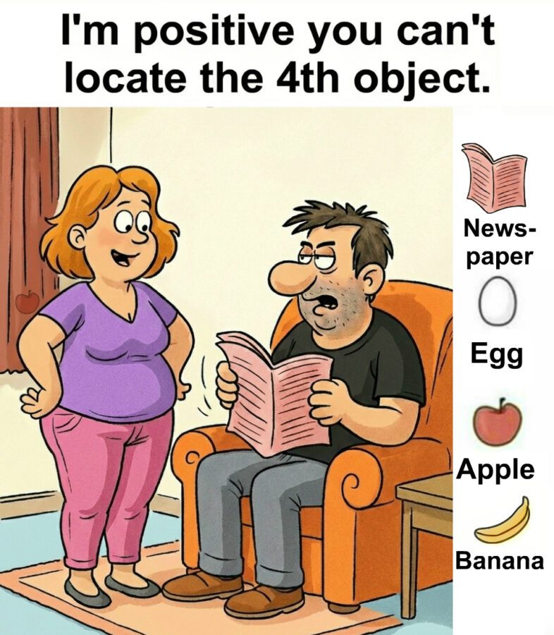 Find Newspaper, Egg, Apple, Banana. Find Newspaper, Egg, Apple, Banana.