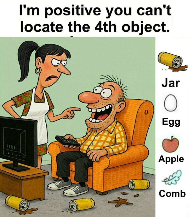 Find Jar, Egg, Apple, Comb. Find Jar, Egg, Apple, Comb.