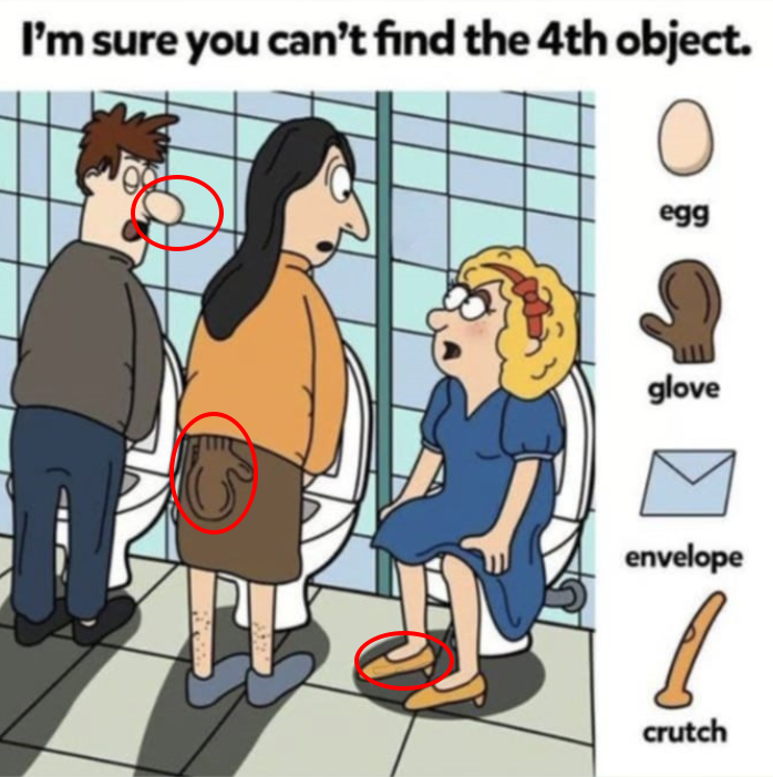 Find Egg, Glove, Envelope, Crutch Find Egg, Glove, Envelope, Crutch