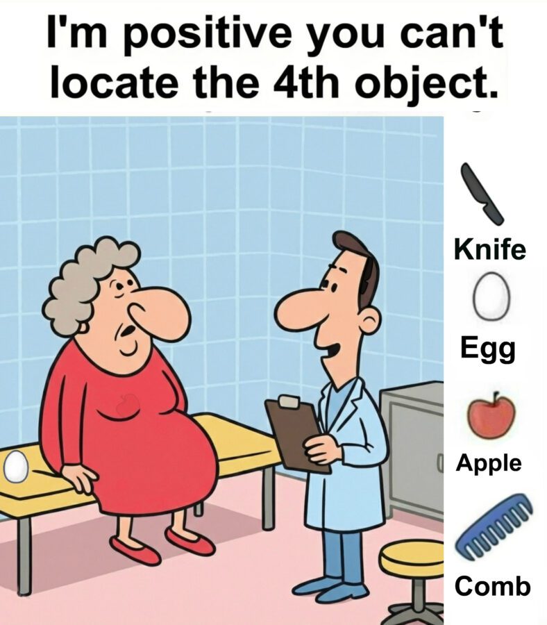 Find Knife, Egg, Apple, Comb. Find Knife, Egg, Apple, Comb.