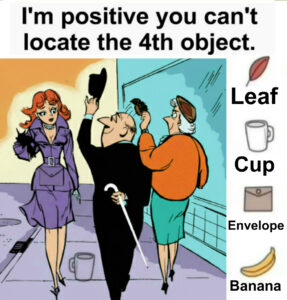 Find Leaf, Cup, Envelope, Banana.
