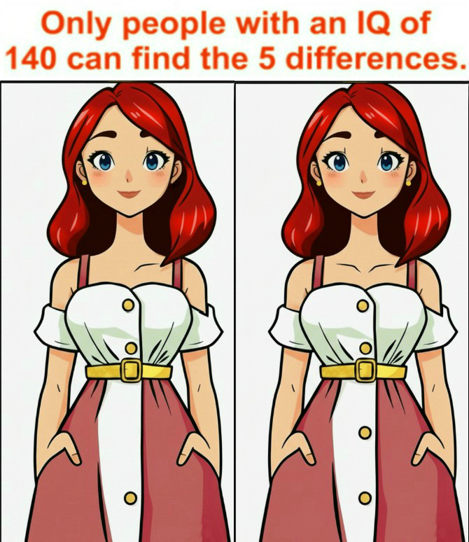 Only people with an IQ of 140 can spot the 5 differences.